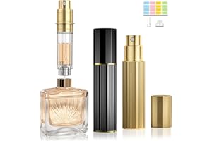 JOOMOKO Perfume Atomiser, Perfume Travel Bottle, 10ML Refillable Perfume Bottle Portable Perfume Dispenser Empty Perfume Spray Bottle Easy to Refill Perfume Atomiser for Women Men(GOLD＆BLACK)