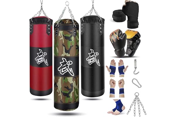 Prorobust Sac de Frappe Lourd pour Adultes, Jeunes Enfants – Sac de Boxe intérieur/Jardin Non rempli avec Gants de Frappe, enveloppes, chaîne, Crochet de Plafond pour MMA, Kickboxing, Muay Thai,