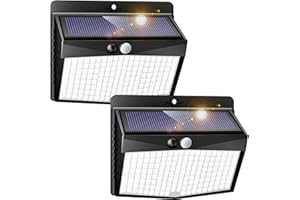 Peasur Solar Lights Outdoor Garden, Upgraded Wireless 168LED Solar Security Lights Motion Sensor, IP65 Waterproof Solar Powered Wall Lights with 3 Modes for Yard, Door, Fence, Garage (2 Pack)