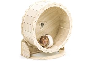XFLYP Roue de Hamster, Rongeur 26cm Vélo d'équilibre en Bois Roue d'exercice Silencieuse en Bois, Jouet pour Petits Animaux Roue pour Gerbilles, Souris de Compagnie, Souris Blanches