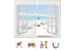 BAJIAN-LI Moustiquaire Fenêtre Magnétique, Anti-Mosquito Auto-adhésif Rideau, Automatiquementfermé, pour Plupart Les Types FenêTres-White-b|| 43x51inch(110x130cm)