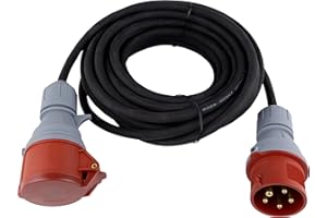REV CEE Verlängerung - Verlängerungskabel 10m außen IP44 - Starkstromkabel, 11000W, 400V, schwarz