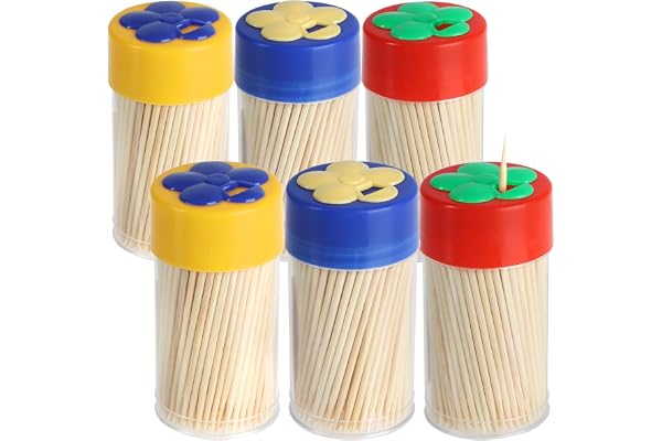 COM-FOUR® 900x Cure-Dents en Bois - 6 boîtes de 150 Cure-Dents chacune pour Un Usage Quotidien - Cure-Dents - Cure-Dents en Bois - 6,5 cm (900 pièces - Set 1)