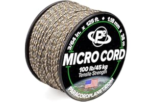 Paracord Planet Micro Paracord – Thin Braided Cord for Crafting, Fishing, and DIY Projects in 38m Spools – Woodland Camo