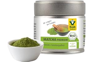 ‎RAAB VITALFOOD Raab Vitalfood Premium Bio Matcha-Grüntee aus Japan, reines Matcha-Pulver ohne Zusätze, fein gemahlen, fein-herber Geschmack, Grüntee-Pulver, vegan, Tee-Zeremonie, 1er Pack (30 g)