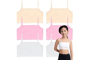 JYCY 6pcs Girls Crop Tops Age 8-12 Girls Bra Tops Kids Bras Girls Sports Bra First Training Bras Teen Bralettes Cotton Training Crop