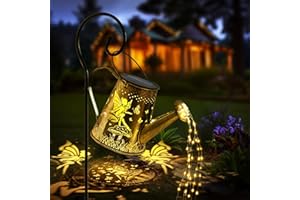 CARASTEK Lampes Solaires Extérieur Arrosoir Avec Guirlandes Lumineuses Décoration de Jardin Lanterne Solaire Décorative Métal pour L'extérieur pour Jardin Patio Passerelle (Fées)