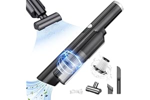 FACAIO 3 in 1 Kabelloser Handstaubsauger, USB Aufladbar Tragbar Leicht Mini Staubsauger, 120W Auto-Staubsauger, Handsauger, Ladekontrollleuchte, für den Auto, Haus, Küche, Tierhaare, 370g, Schwarz