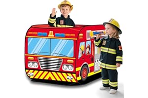 deAO Tenda da Gioco per Bambini Tenda Giochi Progettazione Pop-Up Veloce Assemblaggio Attività Ricreative Interne ed Esterne Area Tempo Libero (Vigili del fuoco)