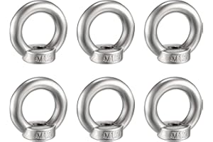 KELEILY 6 Pièces M12 Écrou à Oeil de Levage Acier Inoxydable Écrou de Bague Métriques Matériel en Forme Anneau Femelle Fixation Écrou Fileté pour Accessoires de Levage, Polissage de Surface, Argent
