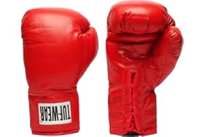 Tuf Wear Leather Laced Memorabilia Signature Autograph Full Size Red Boxing Gloves, Ideal for Charity Auctions Souvenirs TW10090Red