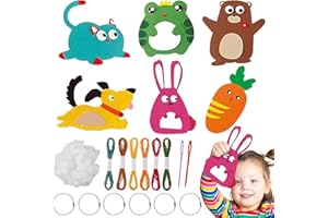 PSFYRN Sewing Kit for Kids, Kids Sewing Kit, 6 Pcs DIY Felt Animals Crafting for Kids, Play N Learn Sewing Kit for Beginner Children Kids Boys and Girls, Sewing Fun for Kids