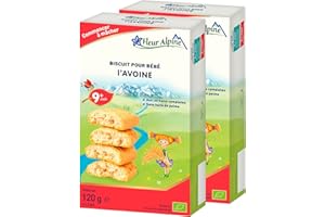 Fleur Alpine Babykekse - Lot de 12 x 2 délicieuses collations pour bébé pour une délicieuse bouillie de petit-déjeuner - Biscuits simples à grains entiers - 9 mois