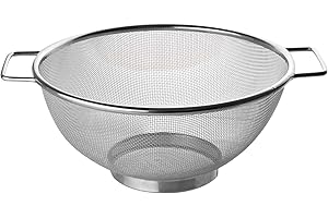 Fackelmann Wire 20cm Colander, Stainless Steel, Fine Mesh Sieve, for Straining, Drainer with Sturdy base & Two Handles, Twin Handle Free standing Rice & Flour Sifter, Pasta Noodle & Vegetable Strainer