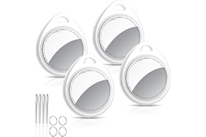 QCOQ Air Tracker Tags 4 Pack, White | Smart Bluetooth Tags Compatible with Apple Find My (iOS Only), Item Locator with Keychain/Lanyard for Keys/Luggages/Wallets/Suitcases, Replaceable Battery, 100dB
