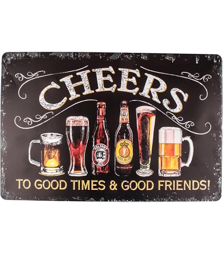 Panneau Décoratif Métallique "Mon Coin Bonheur BAR" - Plaque En étain Vintage 12 X 8 Pouces - Pour Maison, Bar, Cave - 6