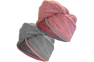 HOMELEVEL Turbante in Spugna per Capelli in Spugna con Bottone per Bambini in 100% Cotone, Assorbente, Tenuta Stabile 1 x Altrose