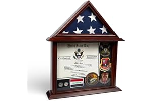 DECOMIL - 3x5 Flag Display Case with Certificate and Document Holder Mango Finish