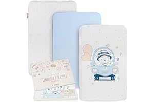 GOYSILA Set Lenzuola Next To Me Compatibili Con Chicco Next2Me Culle Materasso 83x50cm Cotone 100% Alta Qualità Certificato Oeko-tex® Coprimaterasso Salvapipì Traspirante Lavabile Lavatrice 40° Blu