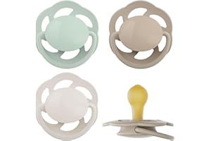 nip - Cherry Green Newborn | 0-2 Months | Pack of 4 | Breastfeeding Friendly, Tooth-Friendly Baby Pacifier for Newborns. Sustainable Dummy Made from Natural Raw Materials, Green/Brown