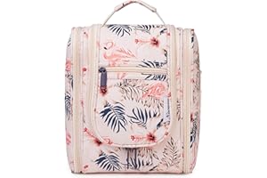 Narwey Neceser Colgante Bolsa de Aseo Mujer Grande Neceser Maquillaje Organizador Viaje Accesorios Medio (Flamenco Beige)