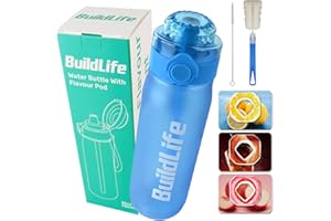 BuildLife Air Water Bottle with 3 Flavour Pods,750ml Flavoured Water Bottle, 0% Sugar Water Bottle,Scented Water Bottle with Pods,BPA Free Water Bottle with Fruit Pods and Straw(Blue+3 Randomly Pods)