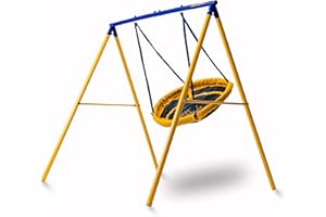 Zero Gravity Kids Swing Set With Sturdy Metal Frame. Garden Fun For Up To 2 Children (UFO Bird Nest)