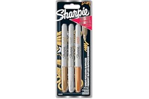 Sharpie Permanent Markers | Fine Point for Bold Details | Assorted Metallic Colours | 3 Marker Pens