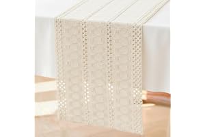 Brylleii Rustik Bomulle Bordslöpare 30x200cm Bohemisk Bordsdekoration Macramé Beige Vit Modern Tvättbar Bordsduk Dekorativ fö