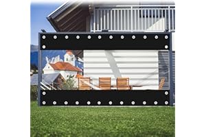 FoundGo 250x300cm Bâche Transparente Exterieur avec Œillets, Bache Exterieur Impermeable en PVC, Bache de Protection pour Pergola, Terrasse, Jardin, Noir(Hauteur x Largeur)