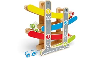 Hape Fast Flip Racetrack - Wooden Toddler Toy (18+ Months)