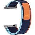amazon basics Trail Loop Band Compatible with Apple Watch Band Ultra 42mm 44mm 45mm 49mm, Nylon Weave Sport Loop Adjustable Strap for iWatch Ultra Series 8 7 6 5 4 3 2 1 SE (Dark Blue)