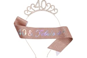 CHTENG Rose Gold Happy Birthday Sash and Tiara Rhinestone Crown Headband for Birthday Party Supplies