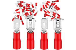 50 x platta pluggar och platta pluggar 0,5–1,5 mm² | röd/uttag bredd 4,75 mm delvis isolerad PVC hankontakt FDD & MDD kabelko