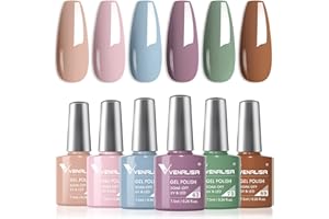 ‎V VENALISA VENALISA Gel Nagellack Set 6 Farben UV Nagellack Natur Nude rosa blau lila grün braun Gel Nail Polish für Nägel DIY Nail Art Maniküre Salon Nagel Gelnägel Set mit Geschenkbox Maniküre Set