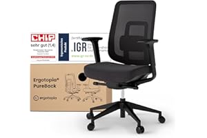 ‎ERGOTOPIA Ergotopia PureBack ergonomischer Bürostuhl – Schreibtischstuhl ergonomisch mit 4D-Armlehnen & Synchronmechanik – Bürostuhl ergonomisch Testsieger – Bequemer Büro Drehstuhl für gesundes Sitzen