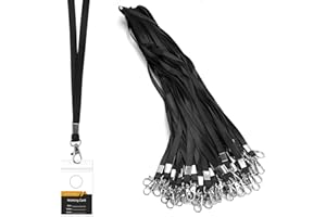 JINSION 50 Pezzi Cordino Del Collo Nero,45 cm Lanyard Porta Badge,Cordino Portachiavi Collo,Cordino Porta Badge da Collo con Clip,Cordini da Collo per Portabadge,Chiavi,Fischietti Impresa,Scuole e Ospedali
