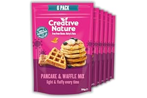 Gluten Free Pancake & Waffle Mix (6 x 266g) | Creative Nature Vegan Pancake Mix | Gluten Free, Nut Free, Dairy Free | Top 14 Allergen Free | 6 Pack