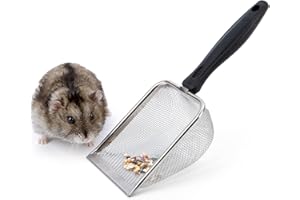 Niteangel Hamster Sand Bath Scoop: - Stainless Steel Sand Substrate Shovel Fine Mesh Metal Sifter Scooper fits Small Animal sandbath Box (Small Scoop)
