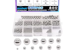 mxuteuk 600pcs 12 Größe Edelstahl Präzisionsstahlkugeln 1-8mm Metrische Fahrradlagerkugeln Klassifizierung Kit Mischkugeln 1mm 2mm 2.5mm 3mm 3.5mm 4mm 4.5mm 5.5mm 6mm 7mm 8mm K-085-600