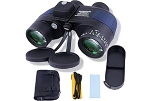 NEYLANG 10x50 Binocolo Marino per Adulti, Binocoli Militare Impermeabile con Bussola Telemetro BAK4 Prisma Lente FMC Antiappannamento per la Navigazione Birdwatching Caccia (LP0002L)