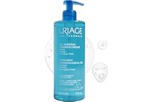Uriage Gel Surgras Nettoyant Extra-Riche - Peaux Sensibles - Préserve le Film Hydrolipidique de la Peau - Nettoie sans Assécher - Gel Moussant - Visage & Corps - Sans Savon - pH Physiologique - 500ml