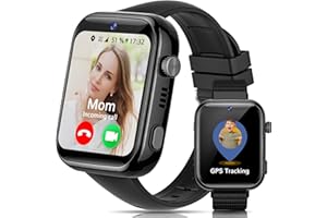 AIMIUVEI 4G Smartwatch Bambini, Orologio Smartwatch Bambini HD da 1,83'' con Chiamate e Videochiamate, Whatsapp, Wi-Fi, Chat Vocale, GPS, SOS, SMS, Impermeabile IP68, modalità Scuola (Nero)