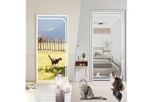 LIFEDYLUK Haustiersichere Fliegengittertür, Katzengitter für Tür Verhindern Katzen aus Laufen, Insektenschutz Fliegenvorhang 80 * 200cm/90 * 200cm/100 * 210cm (Weiß, 90 * 200cm)