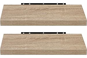 EUGAD Étagère Murale Lot de 2 étagères tablettes Style Moderne en Bois,40x22,9x3,8cm,Chêne Jaune,0114QJ-2