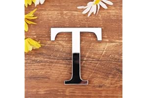 Freeas DIY Alphabet Letters,3D Acrylic Mirror Wall Stickers 26 Letters Heart & Shape Arbitrary Collocation Room Nursery Hanging Decor for Home Office Wedding Party (T)