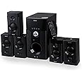 Sonashi 5.1CH Multimedia Bluetooth Speaker, BT Range within 10m, Durable with Subwoofer, SD Slot, FM Radio Function, Speaker for Outdoor and Indoor Parties, SHS-8037USRB Black Speaker Set with Remote