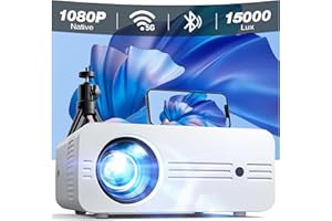 Projector, 2024 Upgraded Mini Portable Projector 5G WiFi Bluetooth, 15000 Lumens Native 1080P Full HD 4K Supported, iZEEKER Movie Projector Home Theatre for iOS Android PS5 (Bag & Tripod included)