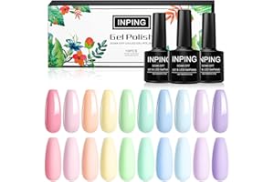 INPING Pastel Gel Nail Polish, 10 Color Spring Summer Nail Polishes Set Candy Macaroon Collection Required Soak Off UV/LED for Starter DIY Nail Art Salon Manicure Kit,8 ML