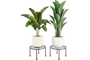 Bamworld 2 Sztuki Stojaki na Rośliny Wewnętrzne Zewnętrzne, Wytrzymałe Stojaki na Doniczki dla Dużych Roślin, Antykorozyjny Żelazny Stojak do Roślin do Dekoracji Domu